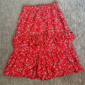 Ann Taylor Red Floral Midi Skirt. Never Worn.